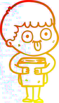 warm gradient line drawing cartoon man staring vector