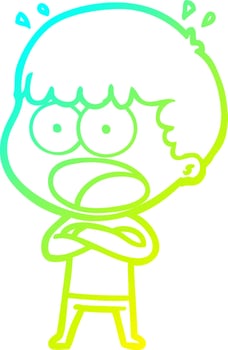 cold gradient line drawing cartoon shocked man vector