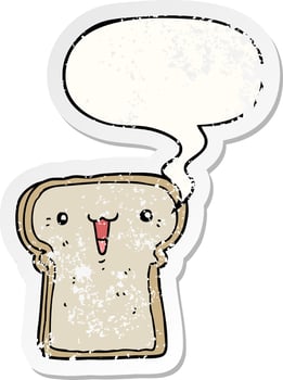 cute cartoon drawing and speech bubble distressed sticker vector