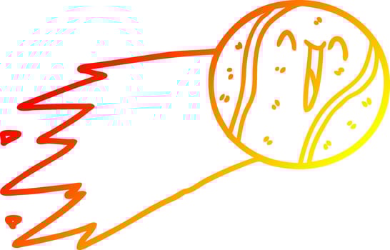 warm gradient line drawing flying tennis ball cartoon vector