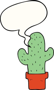 cartoon cactus and speech bubble vector
