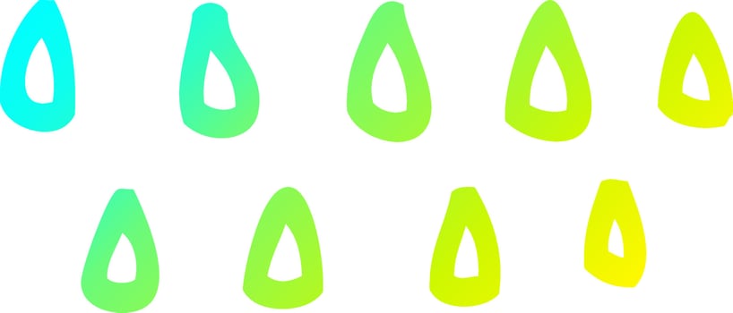 cold gradient line drawing cartoon rain vector
