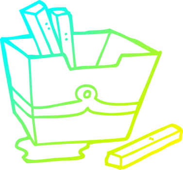 cold gradient line drawing cartoon box of fries vector