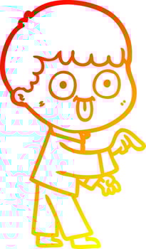 warm gradient line drawing cartoon man staring vector