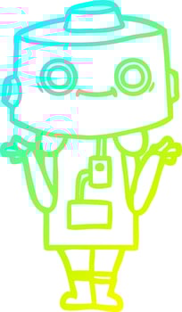 cold gradient line drawing cartoon robot vector