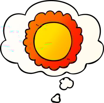 cartoon flower and thought bubble in smooth gradient style vector