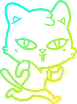 cold gradient line drawing cartoon cat out for a run vector
