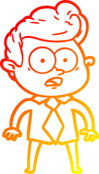 warm gradient line drawing cartoon staring man vector