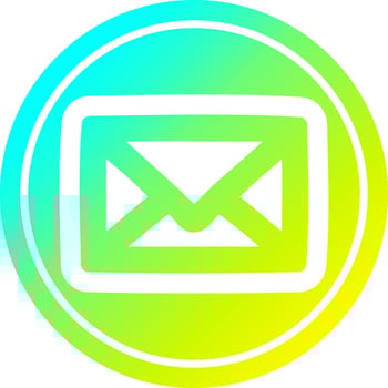 envelope letter circular in cold gradient spectrum vector