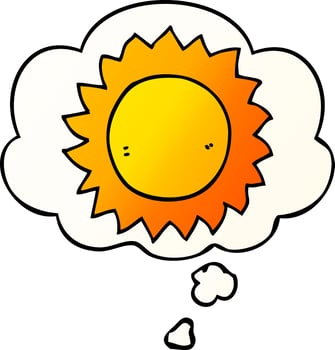 cartoon sun and thought bubble in smooth gradient style vector