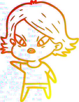 warm gradient line drawing cartoon stressed woman vector
