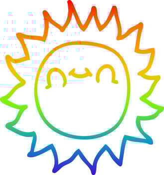 rainbow gradient line drawing cartoon sunshine vector