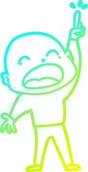 cold gradient line drawing cartoon shouting bald man vector