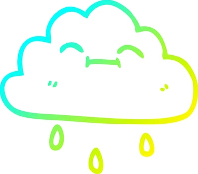 cold gradient line drawing cartoon happy rain cloud vector