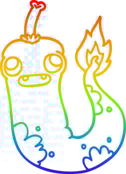 rainbow gradient line drawing cartoon hot chilly vector