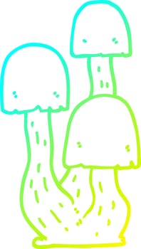 cold gradient line drawing cartoon mushroom vector
