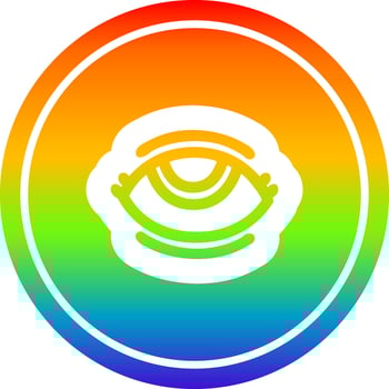 eye symbol circular in rainbow spectrum vector