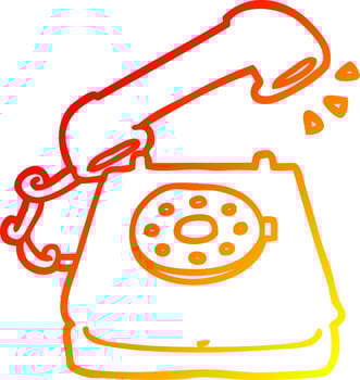 warm gradient line drawing cartoon old telephone vector