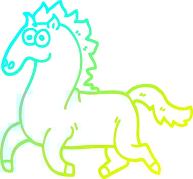 cold gradient line drawing cartoon running horse vector