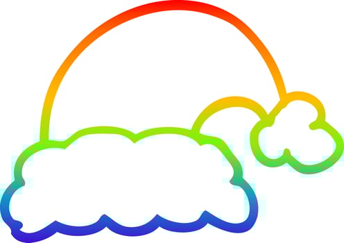 rainbow gradient line drawing cartoon christmas hat vector