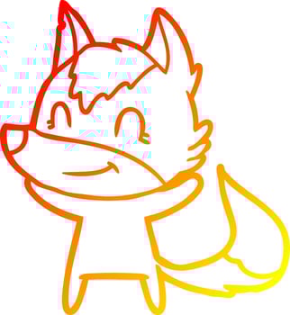 warm gradient line drawing friendly cartoon wolf vector