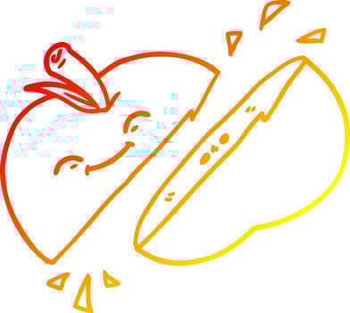 warm gradient line drawing cartoon sliced apple vector