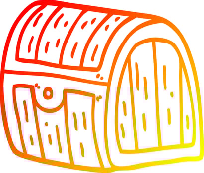 warm gradient line drawing cartoon treasure chest vector