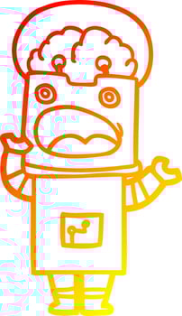 warm gradient line drawing cartoon robot vector
