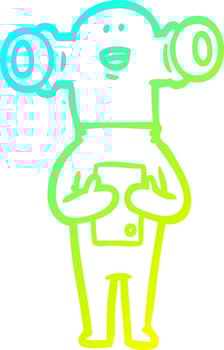 cold gradient line drawing friendly cartoon alien vector