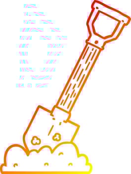 warm gradient line drawing cartoon shovel vector
