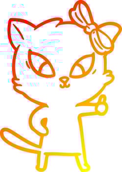 warm gradient line drawing cartoon cat vector
