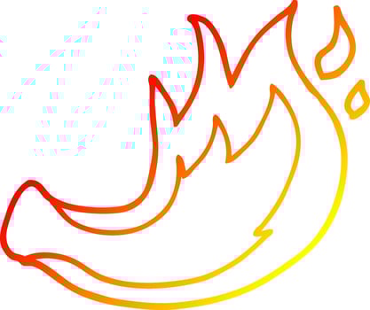 warm gradient line drawing cartoon flame vector