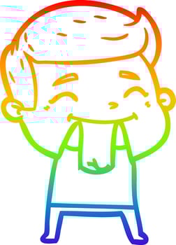 rainbow gradient line drawing happy cartoon man vector