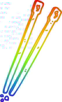 rainbow gradient line drawing cartoon chop sticks vector