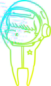 cold gradient line drawing cartoon curious astronaut vector
