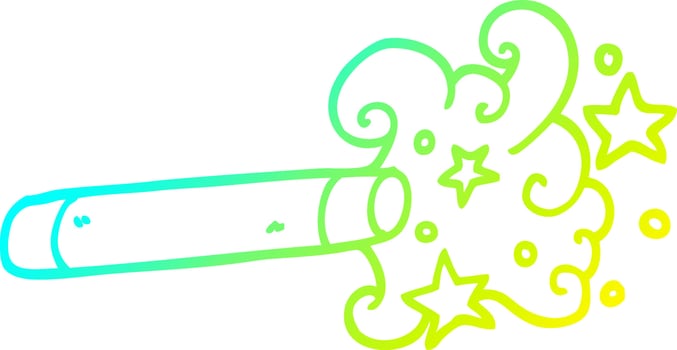 cold gradient line drawing cartoon magician wand vector
