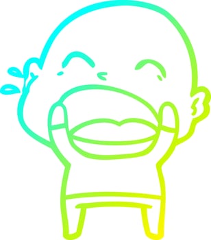 cold gradient line drawing cartoon shouting bald man vector
