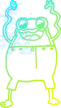cold gradient line drawing cartoon frog vector