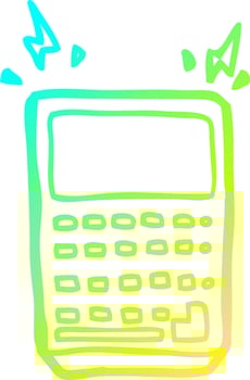 cold gradient line drawing cartoon calculator vector
