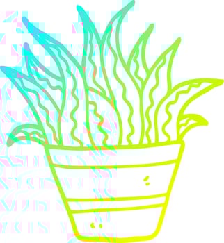 cold gradient line drawing cartoon house plant vector