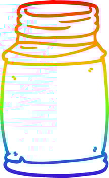 rainbow gradient line drawing cartoon storage jar vector