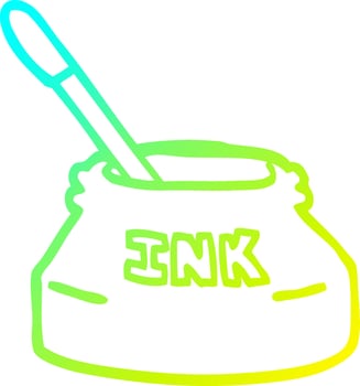 cold gradient line drawing cartoon ink pot vector