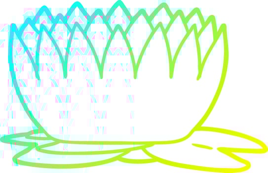cold gradient line drawing cartoon waterlily vector