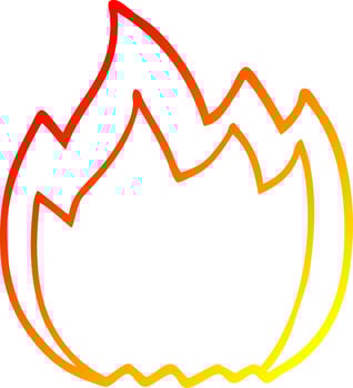 warm gradient line drawing cartoon open flame vector