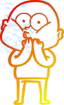 warm gradient line drawing cartoon bald man staring vector