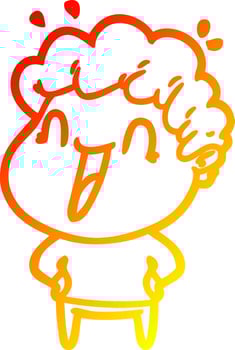 warm gradient line drawing cartoon happy man vector