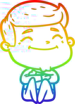 rainbow gradient line drawing happy cartoon man vector