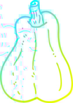 cold gradient line drawing cartoon butternut squash vector