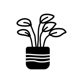 Aesthetic Ornamental plant and pot vector icon
