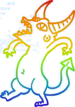 rainbow gradient line drawing cartoon halloween monster vector